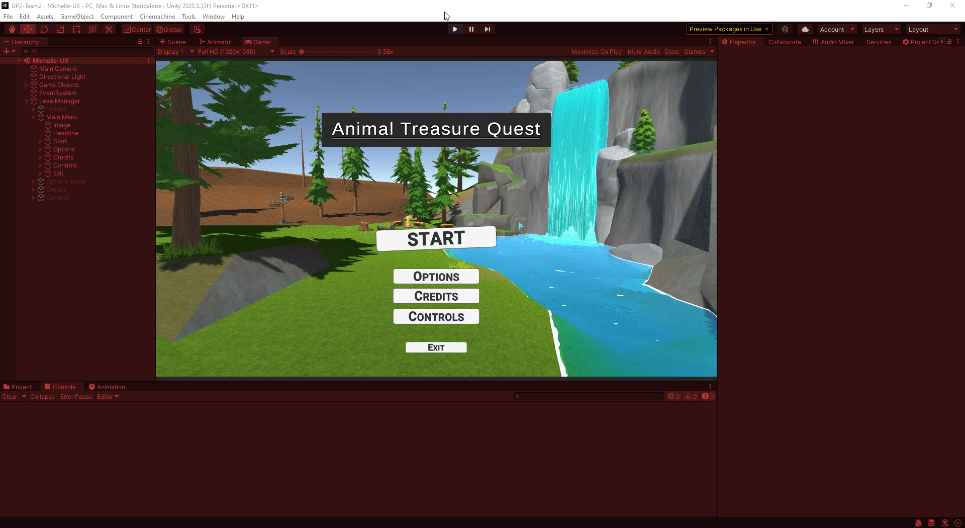 Creating the low fidelity menu